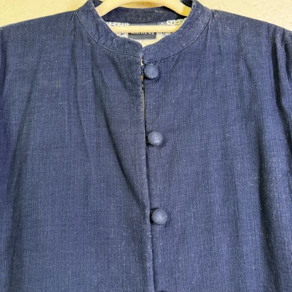 MADISON MATHEWS Jacket Medium Corduroy Quilted Mandarin Collar Loop Button - Picture 6 of 14